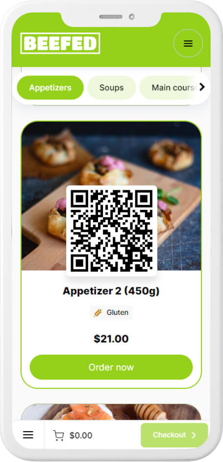 qr code menu example - examples of menus