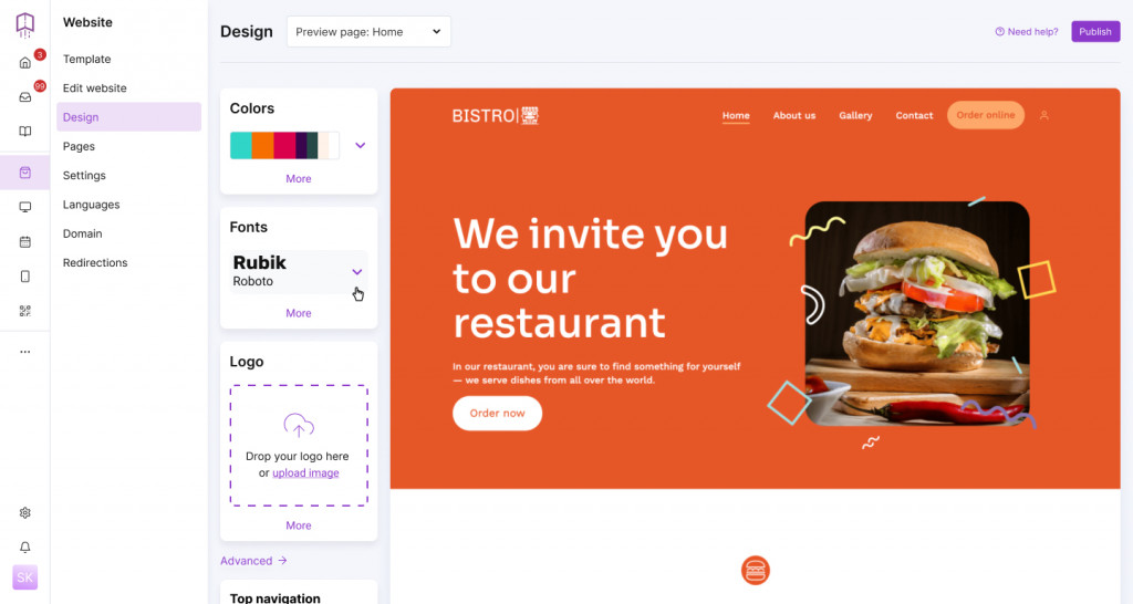 upmenu restaruant website builder example image