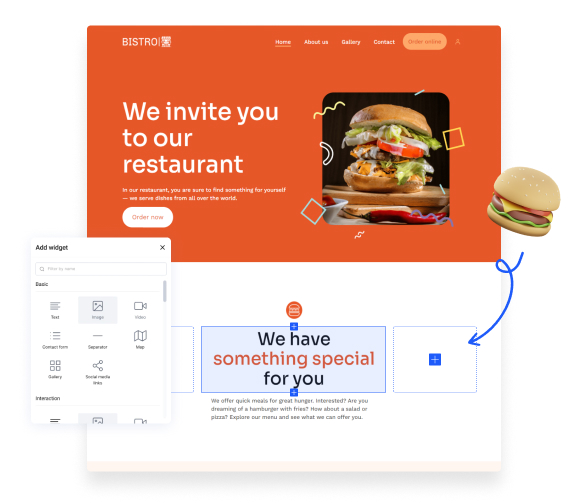 website builder for restaurants - website editor