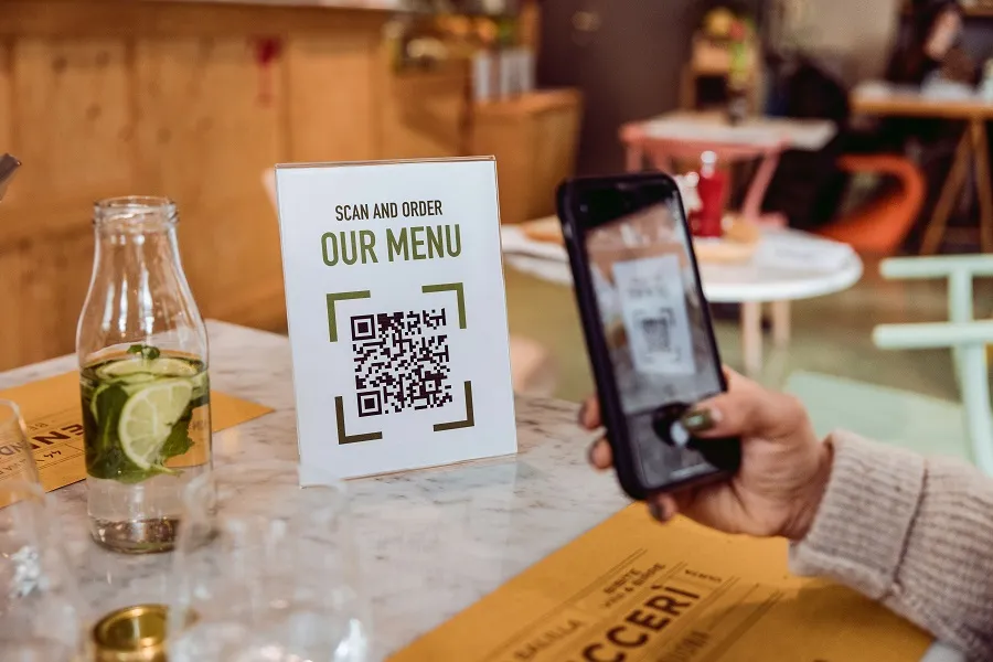 Example of QR code menu in restaurant